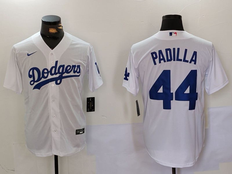 Men's White Los Angeles Dodgers #44 Vicente Padilla Cool Base Stitched Baseball Jersey